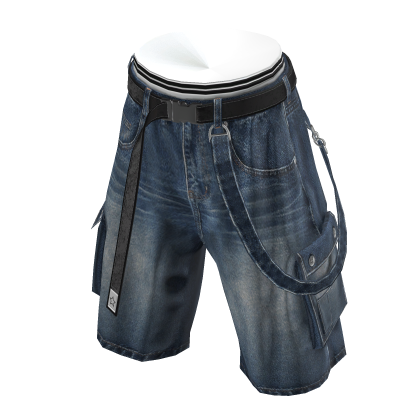 💗Y2K BERMUDA CARGO DENIM SHORTS_BLUE