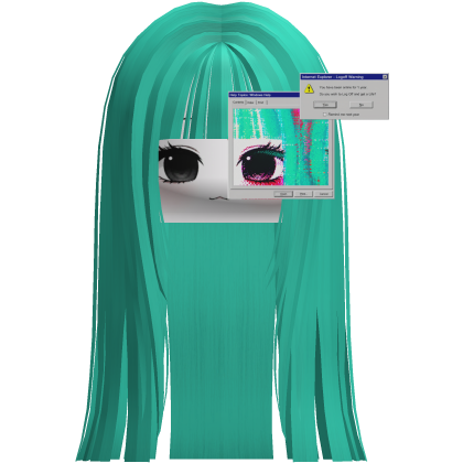 ♡ Pixel Glitch Long Hair w/ cute face Roblox item
