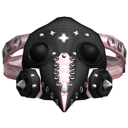 Cute Goth Plague Doctor Laced Up Mask Black Pink