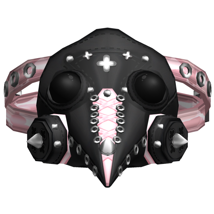 Cute Goth Plague Doctor Laced Up Mask Black Pink