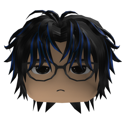 Layered Hair w/ Round Glasses (Black/Blue)