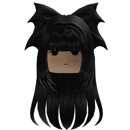 Long Straight Hair w/ Bow (Black)