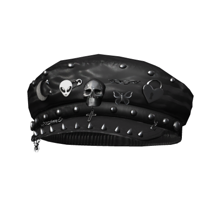 Grunge Pierced Emo Skull Beret Hat Roblox item