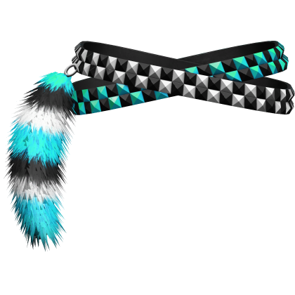 Teal Studded Scene Double Belt Fur Keychain Left