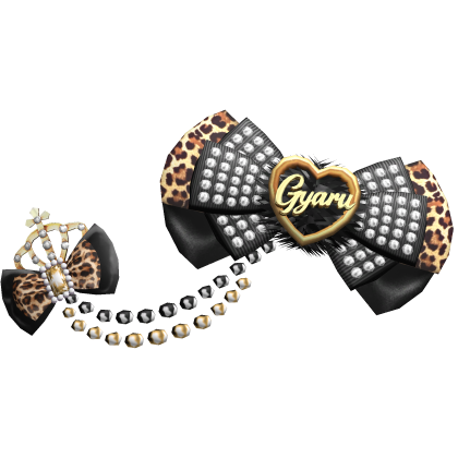 Tsuyome Gyaru Leopard Bow Headpiece Pearls Gold