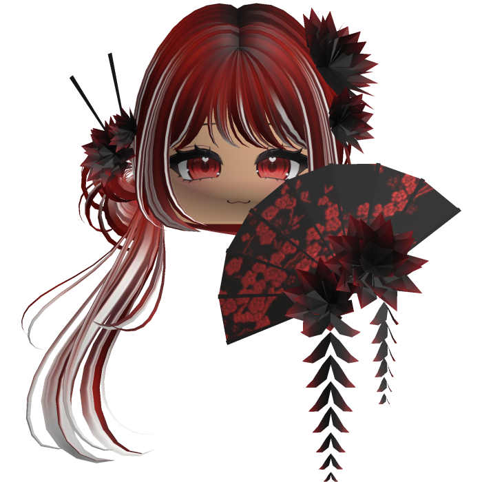 Side Ponytail w/ Cherry Blossoms & Fan