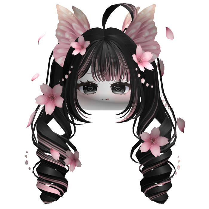 Mystical Sakura Petal Pigtails (Black&Pink)