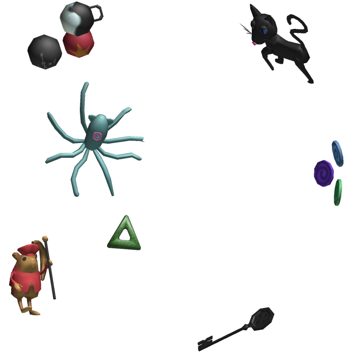 🗝️ Coraline Aura Objects (Key, Cat, Mouse, Key)🐈
