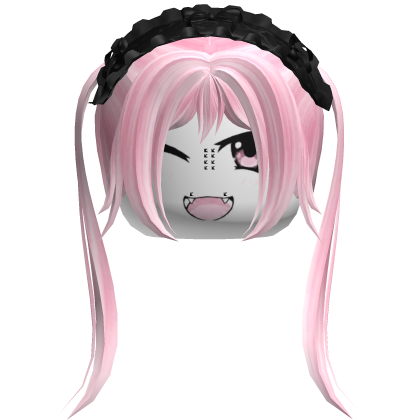 Pink Tuft Girl Hair w/ Lolita Headband & Face Roblox item