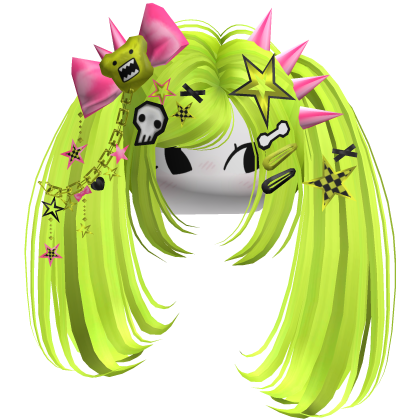♡ Scene Spiky Moe Pigtails (Neon Green)