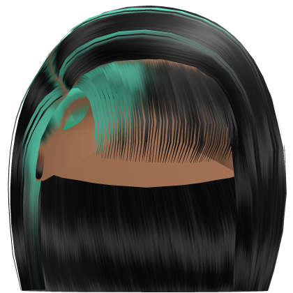 𝓭 Side Part Bob w/ Bangs (Black/Teal)
