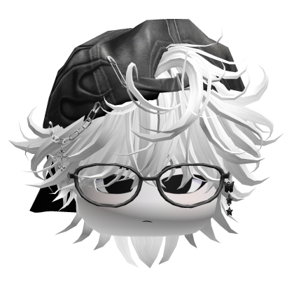White Messy Anime Boy Hair w/ Y2K Hat&Glasses