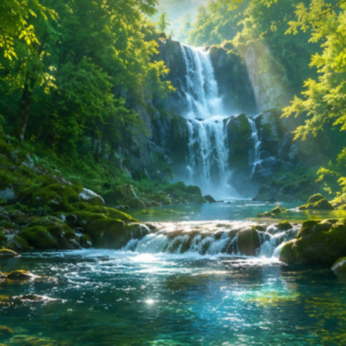 Enchanted Forest Waterfall Background