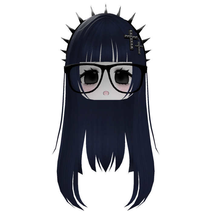 Emo Moe Head with Glasses and Spikes