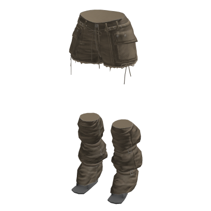 Y2K Cargo Shorts w/ Slouchy Leg Warmers (Yellow)