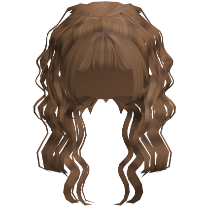 curly messy updo with hime bang  - expresso brown Roblox item