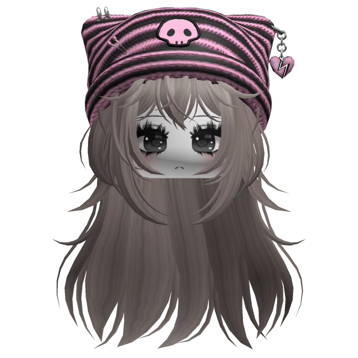 Emo Kawaii Skull Beanie W/ Wolfcut Blonde V4
