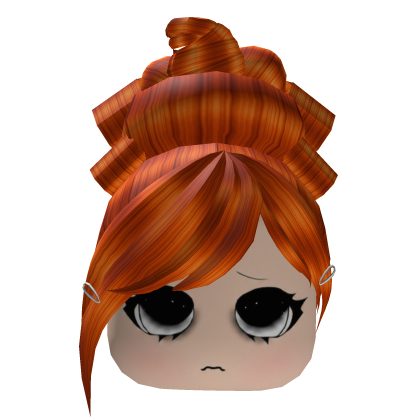 Red Y2K Messy Bun Hair w/ Cute Sad Face Roblox item
