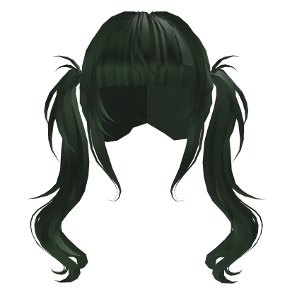 Long Front FLowy Emo Pigtails Green Roblox item