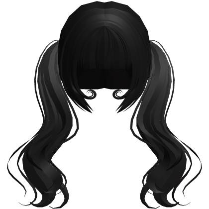 black swirly long anime flowy pigtails Roblox item