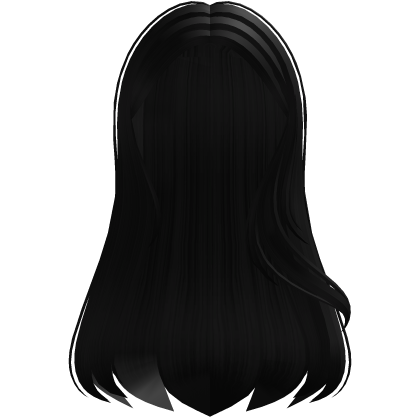 ♡ cute long flowy straight hair in black Roblox item