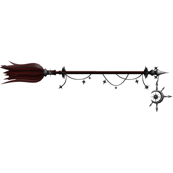 Celestial Halloween Witch Broom - Red/Silver