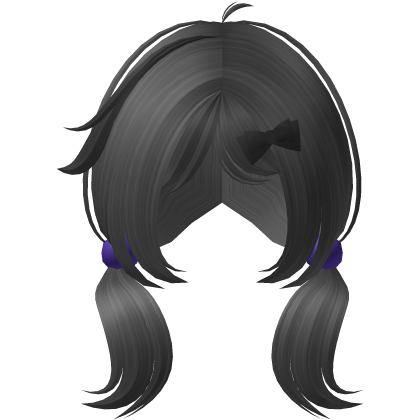 Grey Cute Girl Low Pigtails with Bow & Beads Roblox item