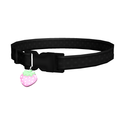 ♡꒱ cute black strawberry dog collar Roblox item