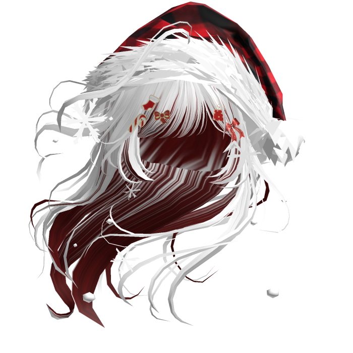 Lush Windy Hair w/Santa Hat (White&Red)