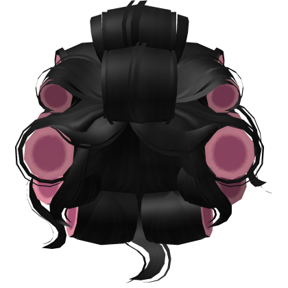Huge Curlers Hairstyle in Black (Pink) Roblox item