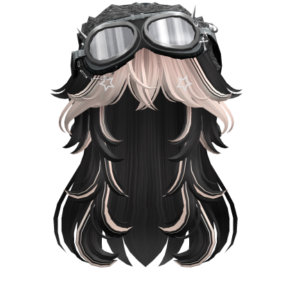 Black&Blonde Long Hair w/ Y2K Goggles Ushanka Roblox item