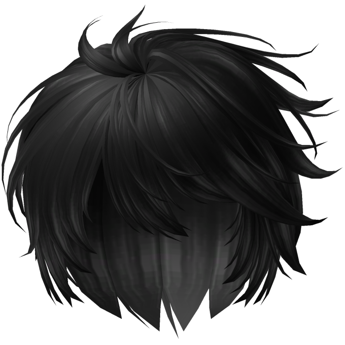 Messy Emo Boy Hair in the Wind in Black