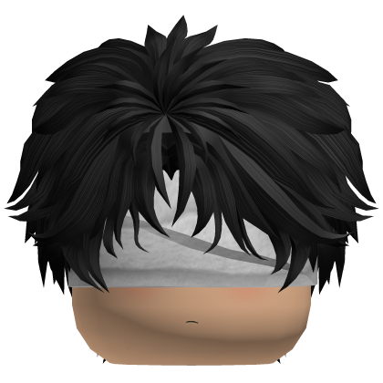 Black Messy Wolfcut w/ Bandage