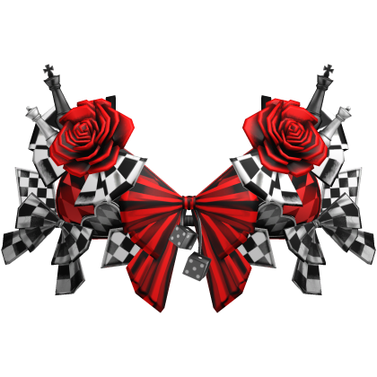 Checkered Chess Piece Corset Top w Roses in Red