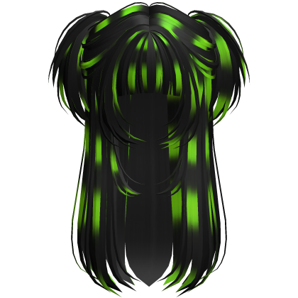 Vamp Long Straight Pigtails Green Raccoon Roblox item