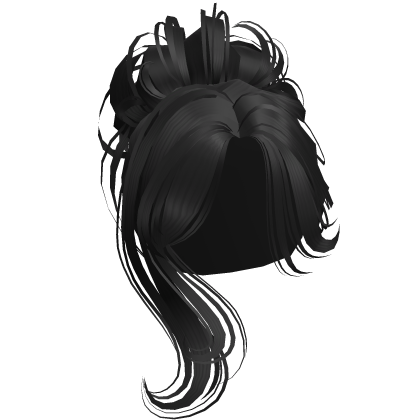 Black Messy Bun Hair with Long Bangs
