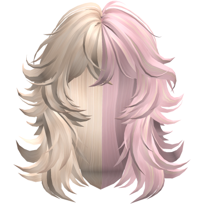 Messy Grunge Layered Wolf Cut Pink & Blonde Split Roblox item