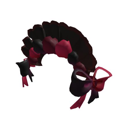 Pom Pom Bonnet Maid Headband Black Red Roblox item