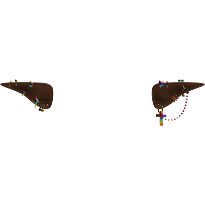 Brown Emo Elf Ears /w Rainbow Piercings