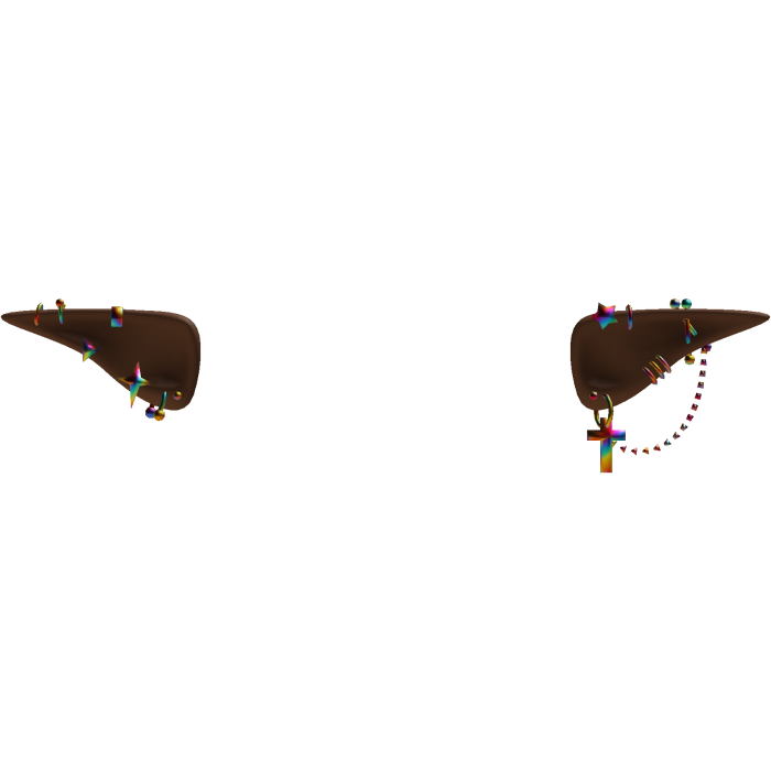Brown Emo Elf Ears /w Rainbow Piercings