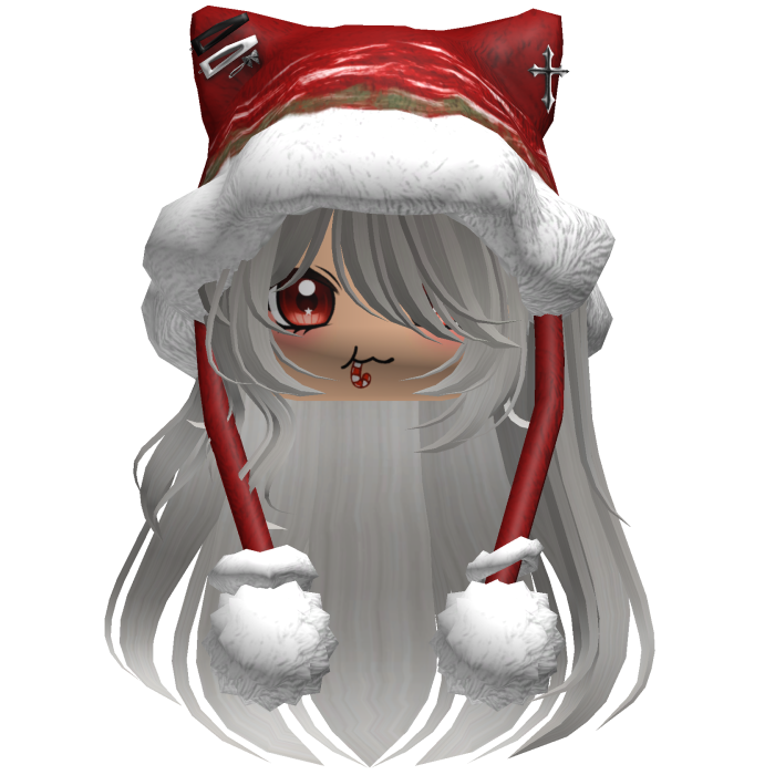 Long Gray hair cute Christmas hat Y2k