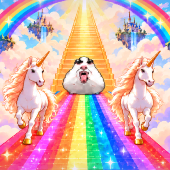 Celestial Happy Hamster Unicorn Rainbow Background