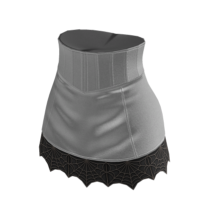Goth Corset Mini Skirt w/ Web Hem (Gray)
