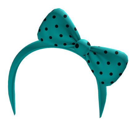 M$| Cyan and Black Polkadot Headband Bow
