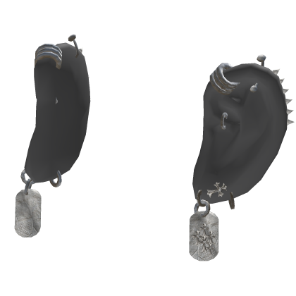 Spiked Gray Chrome Emo Ears