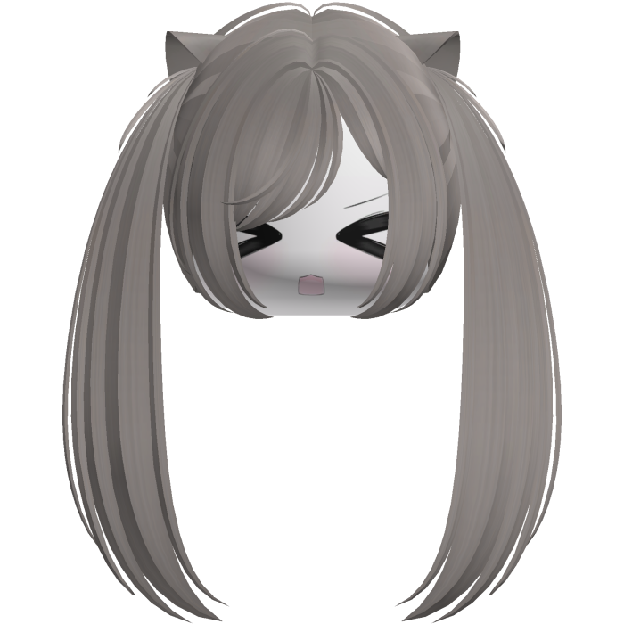 Kawaii Moe Ash Brown Pigtails w Cat Ears