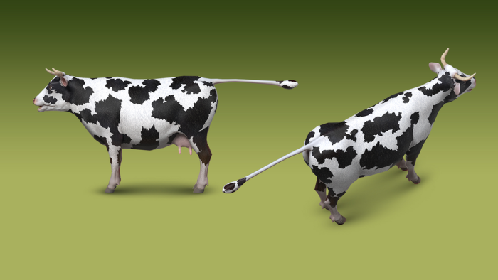 Low Poly Cow 3D Model Animated preview 2