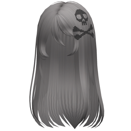 ♡ emo scene long hair w skull dusty grey