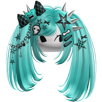 ♡ Scene Spiky Moe Pigtails (Teal)