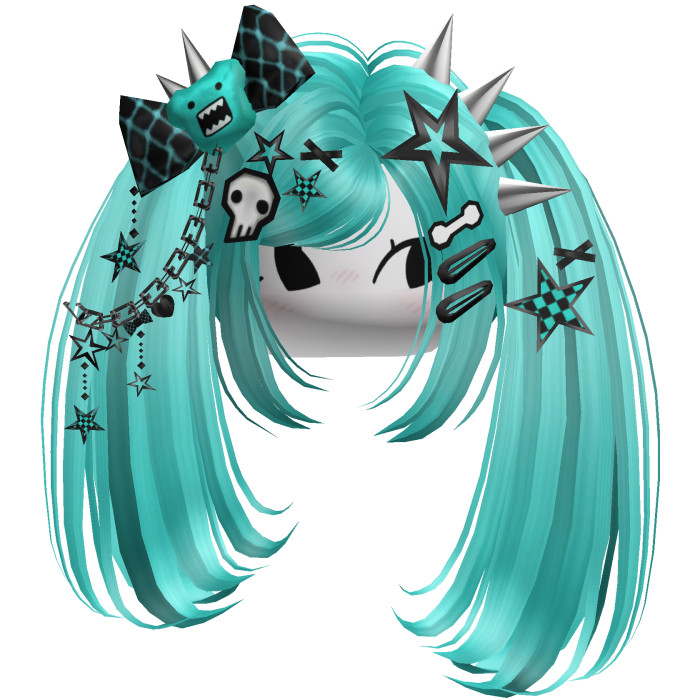 ♡ Scene Spiky Moe Pigtails (Teal)